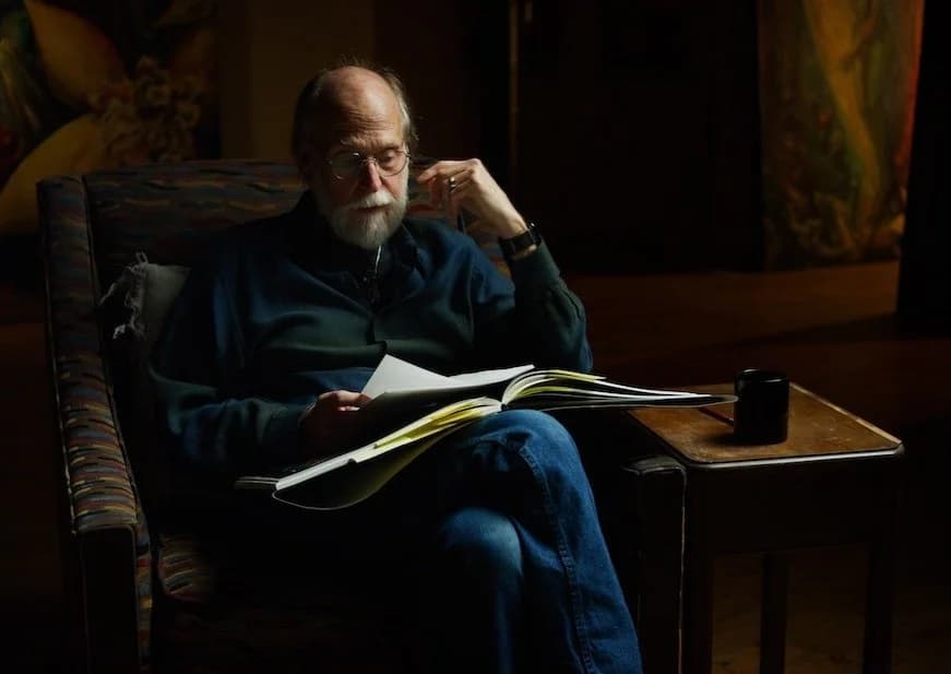 Jonathan D. Wallace reading in his studio